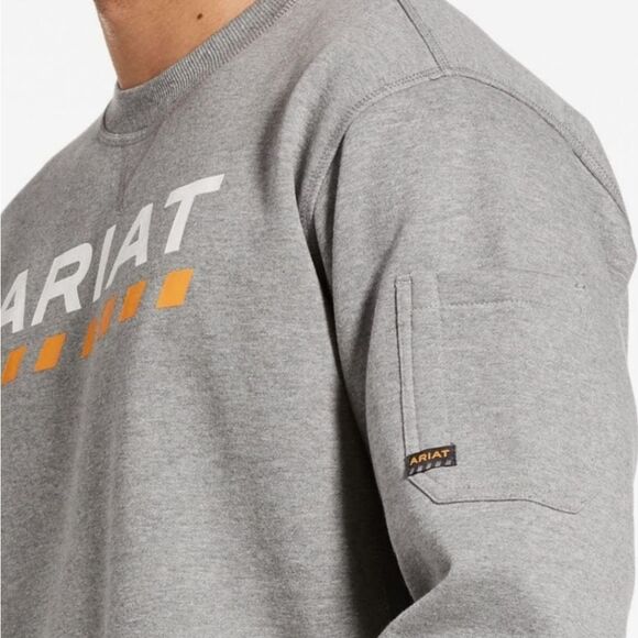 Ariat Rebar Workman Logo Sweatshirt- Grey - Picture 4 of 8